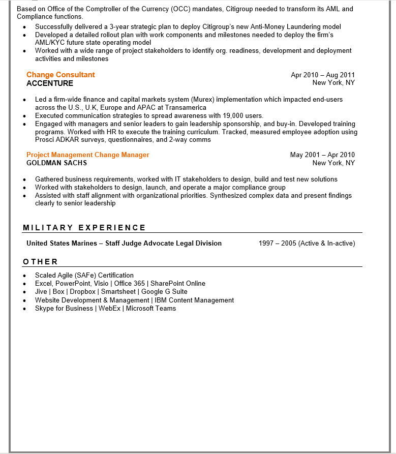 project management resume skills