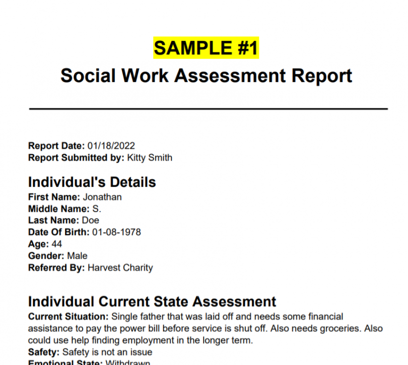 case study sample for social work